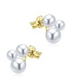 Gorgeous Three Pearl Cluster Silver Ear Stud STS-5263